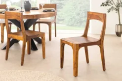Massiver Stuhl ORGANIC braun Sheeshamholz stone finish handmade