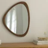 Massiver Wandspiegel ORGANIC 65cm braun Walnussholz-Design