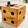 Massiver Würfel-Hocker CUBE 40cm natur Mangoholz Beistelltisch stapelbar mit Fach