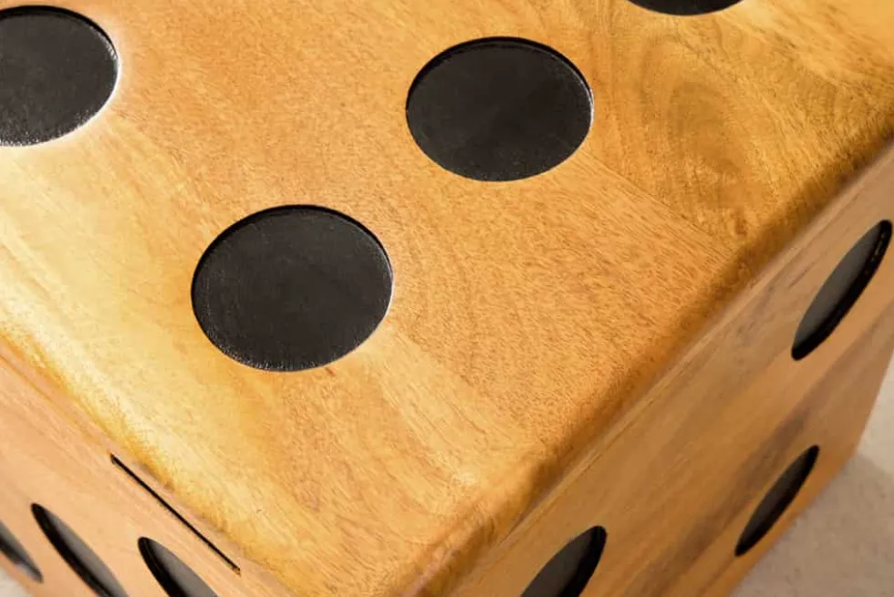 Massiver Würfel-Hocker CUBE 40cm natur Mangoholz Beistelltisch stapelbar mit Fach