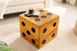 Massiver Würfel-Hocker CUBE 40cm natur Mangoholz Beistelltisch stapelbar mit Fach