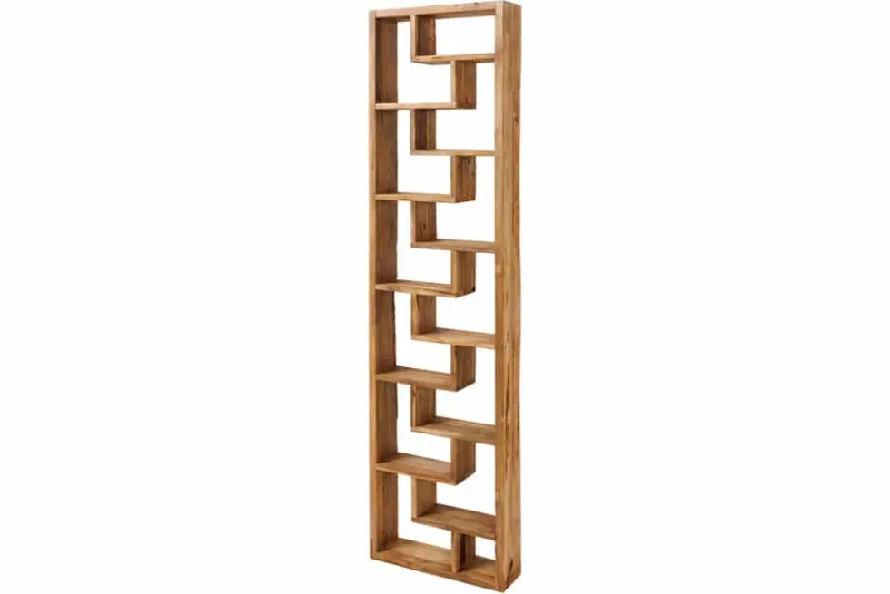 Massives Bücherregal JAVA 200cm natur recyceltes Teakholz Standregal Raumtrenner
