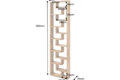 Massives Bücherregal JAVA 200cm natur recyceltes Teakholz Standregal Raumtrenner