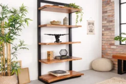 Massives Bücherregal MAMMUT 180cm Akazie schwarz fünf Regalböden