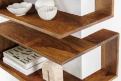 Massives 3er Set Wandregale SURREAL 65cm braun stone finish Außenecke Sheesham