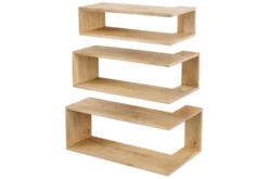 Massives 3er Set Wandregale SURREAL 65cm natur Außenecke Mangoholz