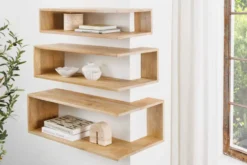 Massives 3er Set Wandregale SURREAL 65cm natur Außenecke Mangoholz