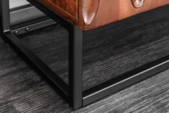 Massives Highboard DUNE 120cm walnuss-braun Akazienholz 3D-Design schwarz Metall