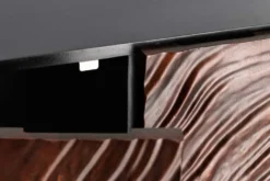 Massives Highboard FLUID 110cm walnuss-braun Akazienholz aufwendiges 3D-Design