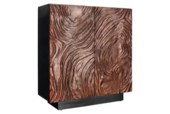 Massives Highboard FLUID 110cm walnuss-braun Akazienholz aufwendiges 3D-Design