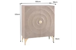 Massives Highboard GOLDEN SUNSET 120cm braun gold Mangoholz mit 3D Schnitzereien