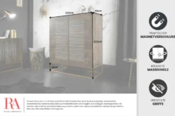 Massives Highboard ONYX 120cm dunkelbraun Mangoholz Edelstein Achat gold Metallgestell