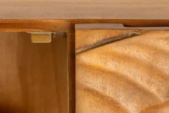 Massives Highboard SNAKE 120cm braun schwarz Mangoholz Schlangen-Design mit aufwendigen 3D Schnitzereien