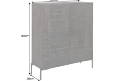 Massives Highboard TRIBAL 120cm antik braun Mangoholz 3D-Front viel Stauraum