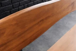 Massive Sitzbank GENESIS 200cm braun Akazienholz mit Rückenlehne Baumkante
