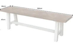 Massive Sitzbank HAMPTONS 160cm hellbraun creme Pinienholz