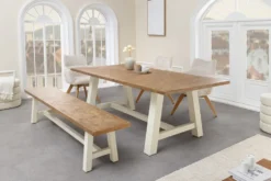 Massive Sitzbank HAMPTONS 160cm hellbraun creme Pinienholz