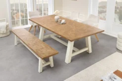 Massive Sitzbank HAMPTONS 160cm hellbraun creme Pinienholz