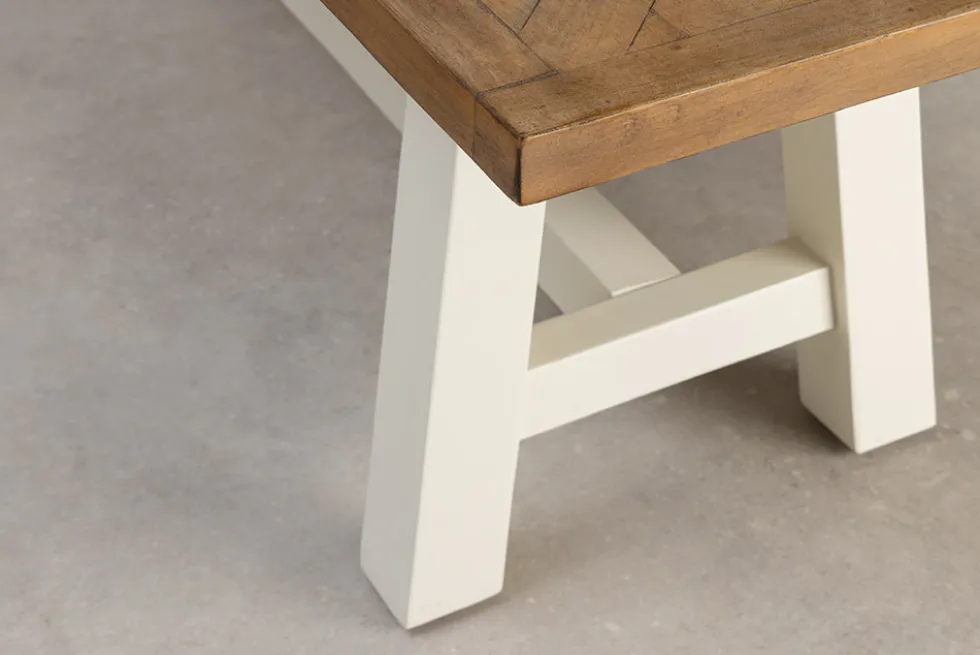 Massive Sitzbank HAMPTONS 160cm hellbraun creme Pinienholz