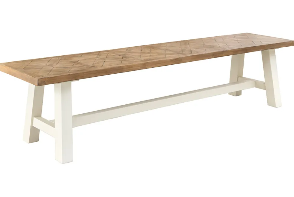 Massive Sitzbank HAMPTONS 200cm hellbraun creme Pinienholz