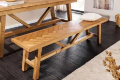 Massive Sitzbank MOSAIK 160cm natur Pinienholz recycelt