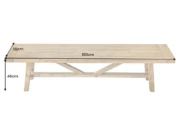 Massive Sitzbank RIVIERA 180cm natur recyceltes Pinienholz Landhaus-Stil