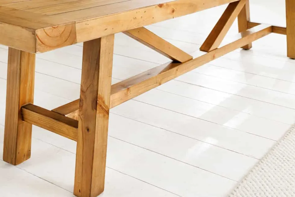 Massive Sitzbank RIVIERA 180cm natur recyceltes Pinienholz Landhaus-Stil