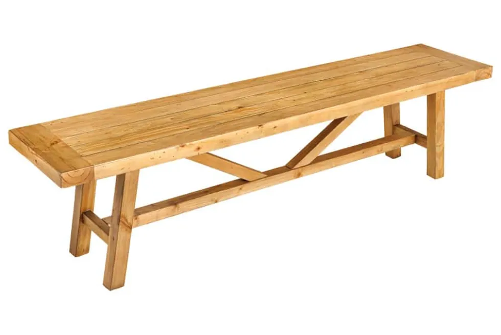 Massive Sitzbank RIVIERA 180cm natur recyceltes Pinienholz Landhaus-Stil