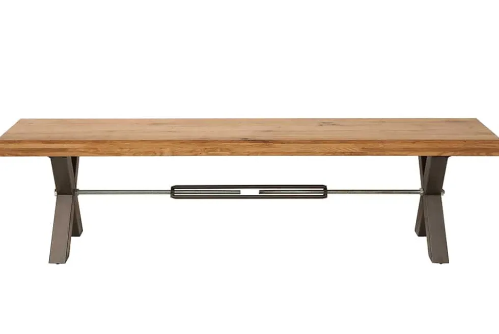 Massive Sitzbank THOR 180cm Wild Eiche geölt im Industrial Design