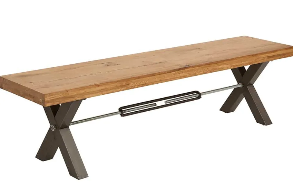 Massive Sitzbank THOR 180cm Wild Eiche geölt im Industrial Design