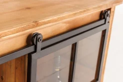 Massives Lowboard HERITAGE 160cm natur Pinie Industrial-Türen Metall Vitrine