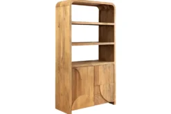 Massives Regal ART DECO 175cm cream finish beige Mangoholz abgerundet mit 3D-Front