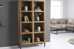 Massives Regal IRON CRAFT 176cm Mangoholz Bücherregal acht Fächer Industrial Design