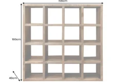 Massives Regal IRON CRAFT 160cm natur Mangoholz Bücherregal sechzehn Fächer