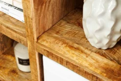 Massives Regal IRON CRAFT 160cm natur Mangoholz Bücherregal sechzehn Fächer