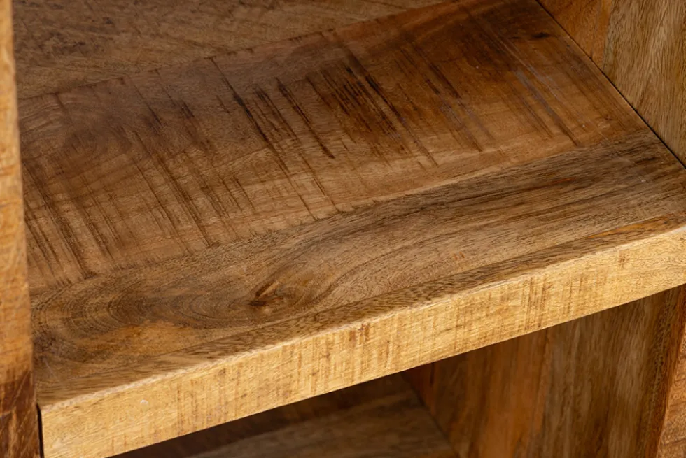 Massives Regal IRON CRAFT 200cm natur Mangoholz Bücherregal 25 Fächer