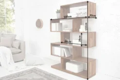 Massives Regal MAKASSAR XL 150cm braun Sheesham stone finish Bücherregal