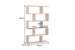 Massives Regal Snake 180cm natur Akazienholz Bücherregal mit fünf Böden