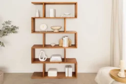 Massives Regal Snake 180cm natur Akazienholz Bücherregal mit fünf Böden