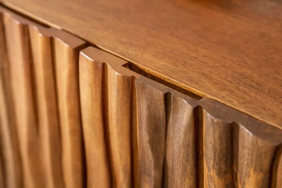 Massives Sideboard AMAZONAS 160cm Mangoholz natürliches Front Design