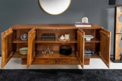 Massives Sideboard ART DECO 170cm braun smoke Mangoholz 3D-Front
