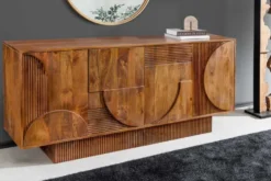 Massives Sideboard ART DECO 170cm braun smoke Mangoholz 3D-Front