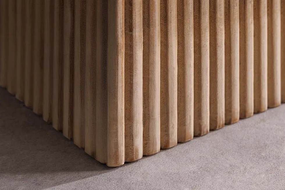 Massives Sideboard ART DECO 170cm weiß gekälkt Mangoholz 3D-Front handmade