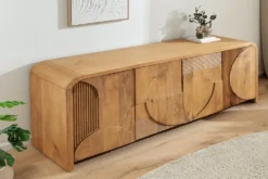 Massives Sideboard ART DECO 170cm cream finish beige Mangoholz abgerundet