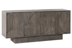 Massives Sideboard ART DECO 170cm grau Mangoholz 3D-Front