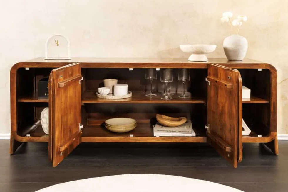 Massives Sideboard BRASIL 175cm braun Mangoholz sechs Fächer