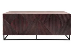 Massives Sideboard CREATIVO 180cm Mangoholz aufwändige 3D Front Retro Design