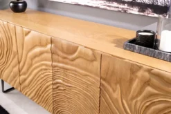 Massives Sideboard FLUID 175cm creme Mangoholz 3D-Design Kufengestell