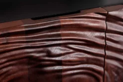 Massives Sideboard FLUID 175cm walnuss-braun Akazienholz 3D-Design schwarzer Sockelfuß