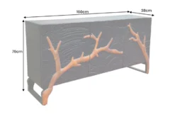 Massives Sideboard FOREST 160cm schwarz braun Mangoholz sechs Fächer 3D-Front